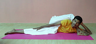 Ananthasayana eka pada sirasana Yoga Master Ram Doss at School of Santhi Yoga Teacher Training School in India