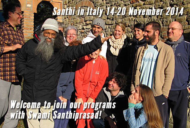 Swami Santhiprasadprasad with students in Italy